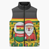 Ghana Christmas Sleeveless Puffer Jacket with Santa Ornament National Coat of Arms and Festive - Wonder Print Shop