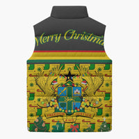 Ghana Christmas Sleeveless Puffer Jacket with Santa Ornament National Coat of Arms and Festive - Wonder Print Shop