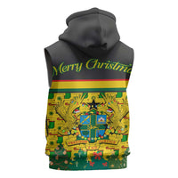 Ghana Christmas Sleeveless Zip Hoodie with Santa Ornament National Coat of Arms and Festive - Wonder Print Shop