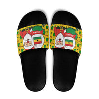 Ghana Christmas Slide Sandals with Santa Ornament National Coat of Arms and Festive - Wonder Print Shop