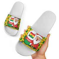 Ghana Christmas Slide Sandals with Santa Ornament National Coat of Arms and Festive - Wonder Print Shop