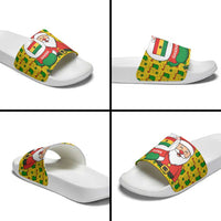 Ghana Christmas Slide Sandals with Santa Ornament National Coat of Arms and Festive - Wonder Print Shop
