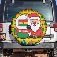 Ghana Christmas Spare Tire Cover with Santa Ornament National Coat of Arms and Festive - Wonder Print Shop
