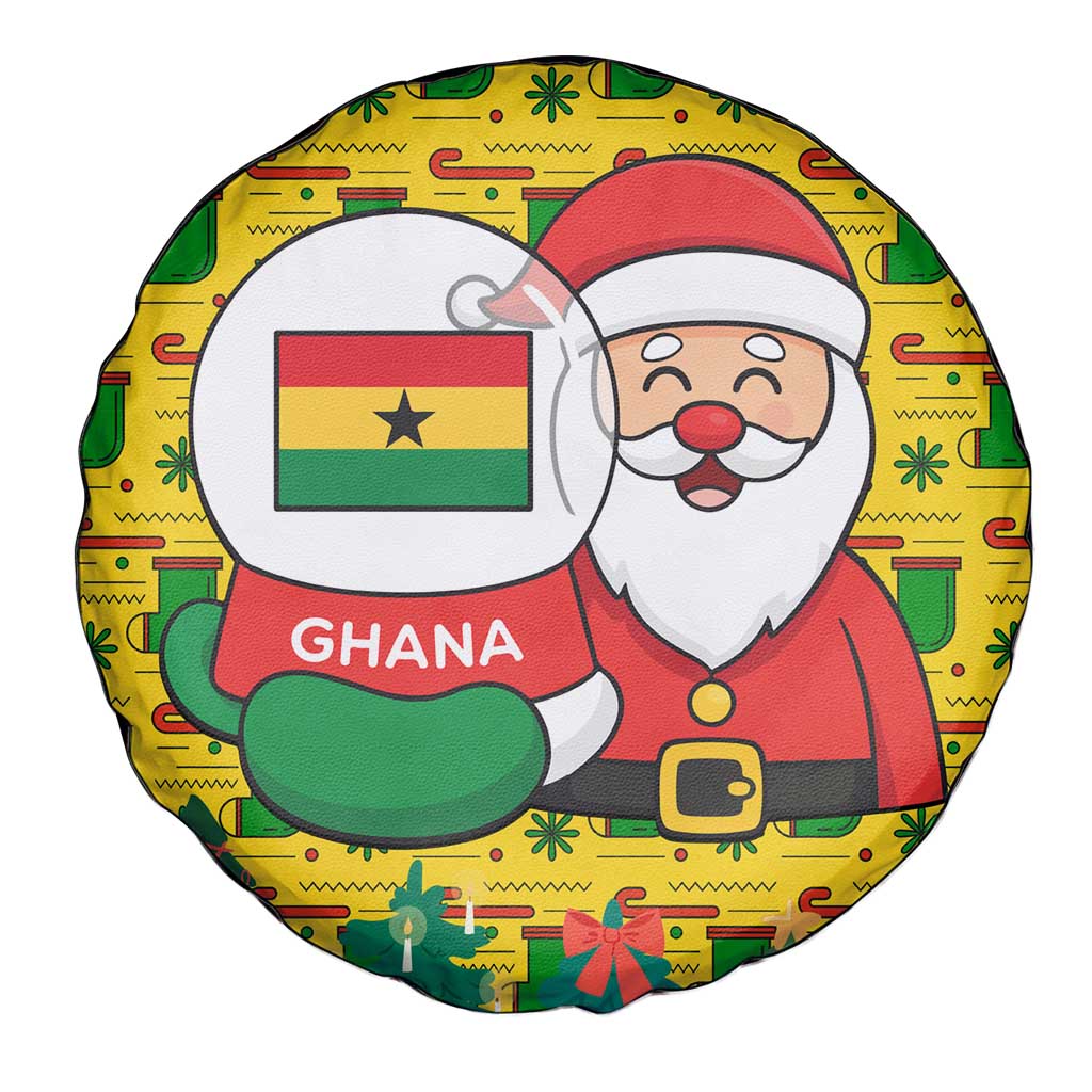 Ghana Christmas Spare Tire Cover with Santa Ornament National Coat of Arms and Festive - Wonder Print Shop