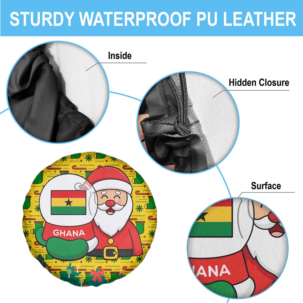 Ghana Christmas Spare Tire Cover with Santa Ornament National Coat of Arms and Festive - Wonder Print Shop
