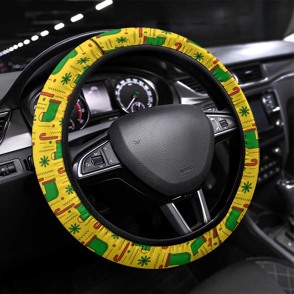 Ghana Christmas Steering Wheel Cover with Santa Ornament National Coat of Arms and Festive - Wonder Print Shop
