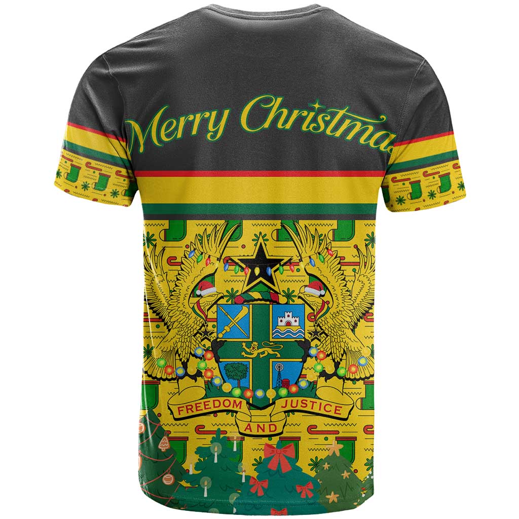 Ghana Christmas T Shirt with Santa Ornament National Coat of Arms and Festive - Wonder Print Shop