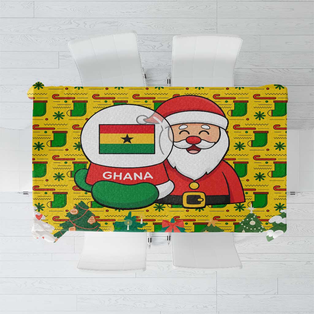 Ghana Christmas Tablecloth with Santa Ornament National Coat of Arms and Festive - Wonder Print Shop
