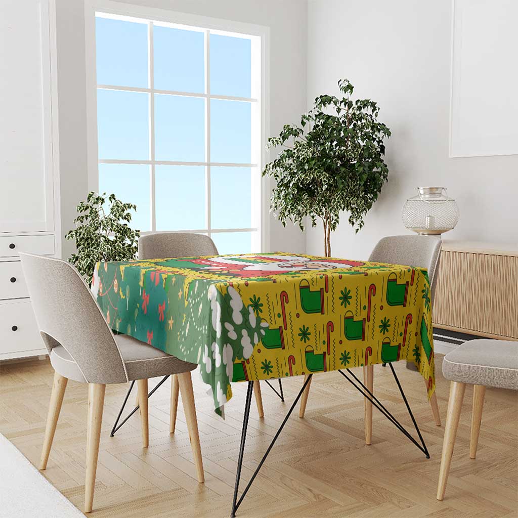 Ghana Christmas Tablecloth with Santa Ornament National Coat of Arms and Festive - Wonder Print Shop