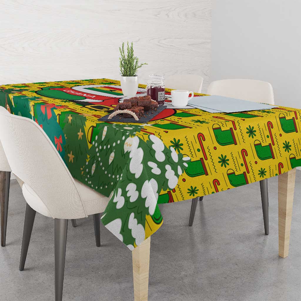 Ghana Christmas Tablecloth with Santa Ornament National Coat of Arms and Festive - Wonder Print Shop