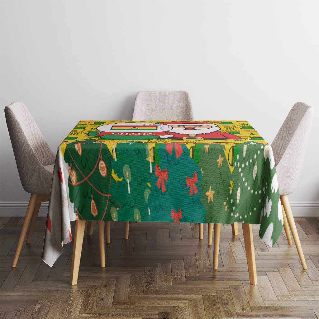 Ghana Christmas Tablecloth with Santa Ornament National Coat of Arms and Festive - Wonder Print Shop