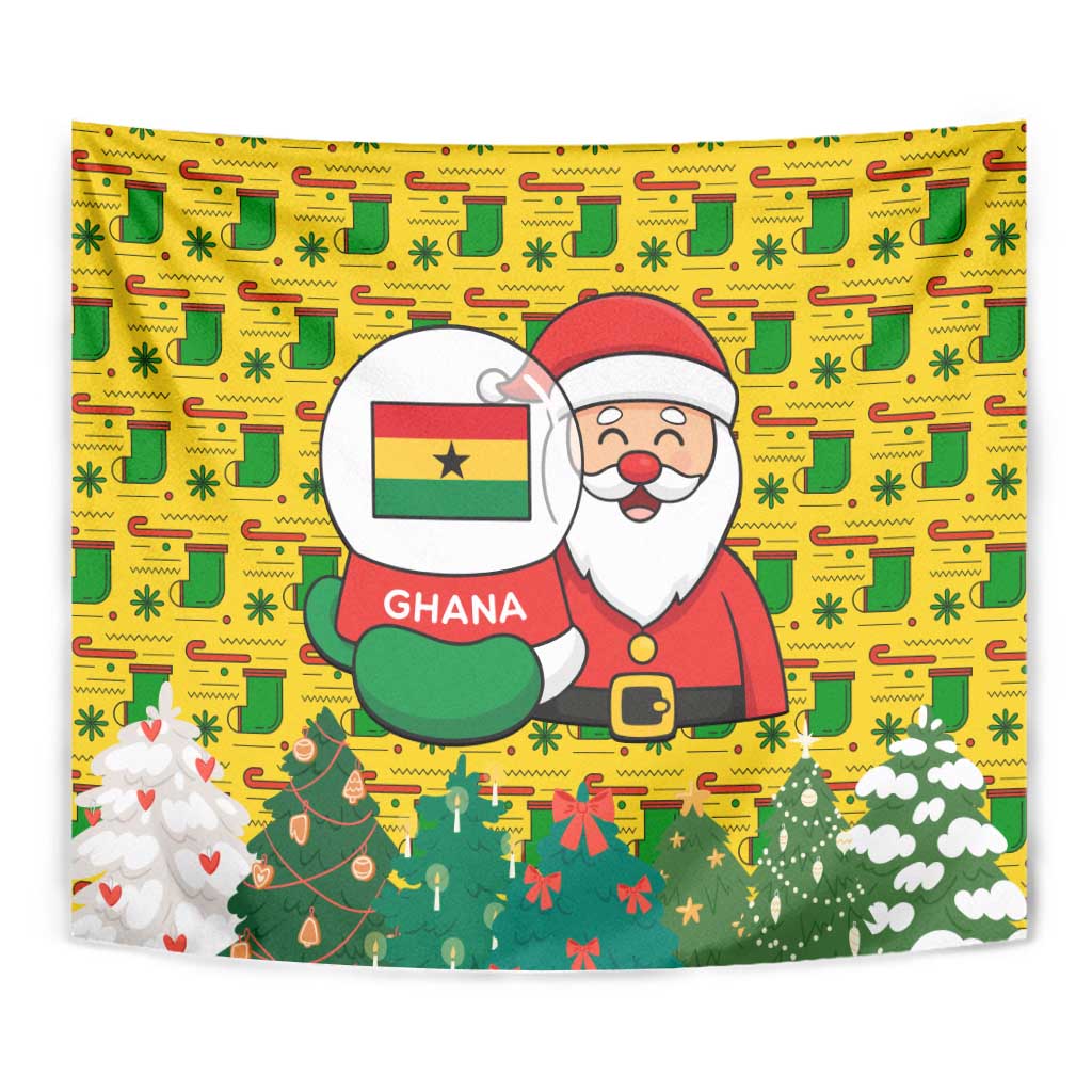 Ghana Christmas Tapestry with Santa Ornament National Coat of Arms and Festive - Wonder Print Shop