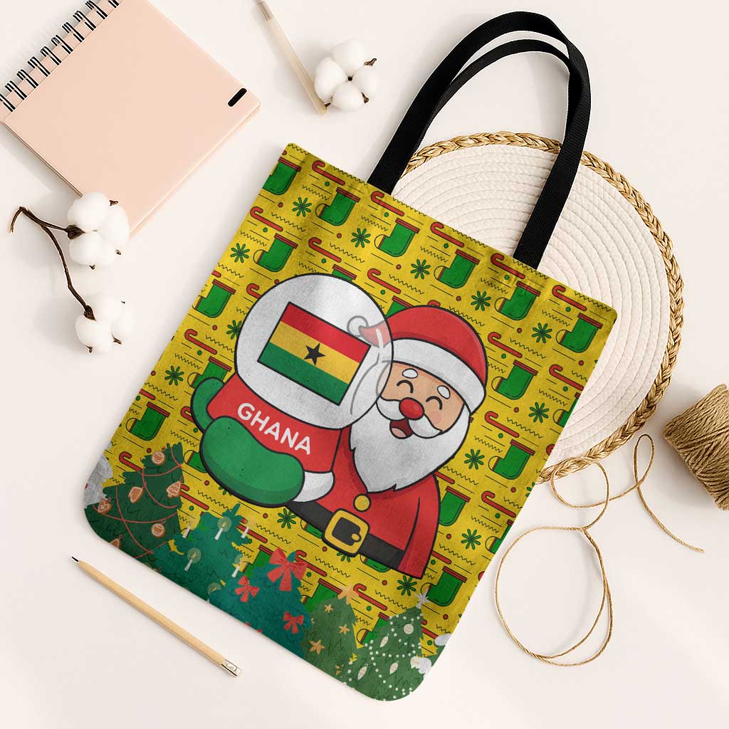 Ghana Christmas Tote Bag with Santa Ornament National Coat of Arms and Festive - Wonder Print Shop