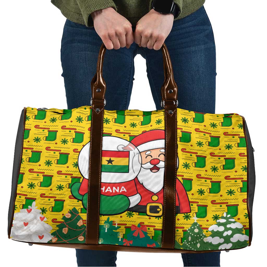 Ghana Christmas Travel Bag with Santa Ornament National Coat of Arms and Festive - Wonder Print Shop