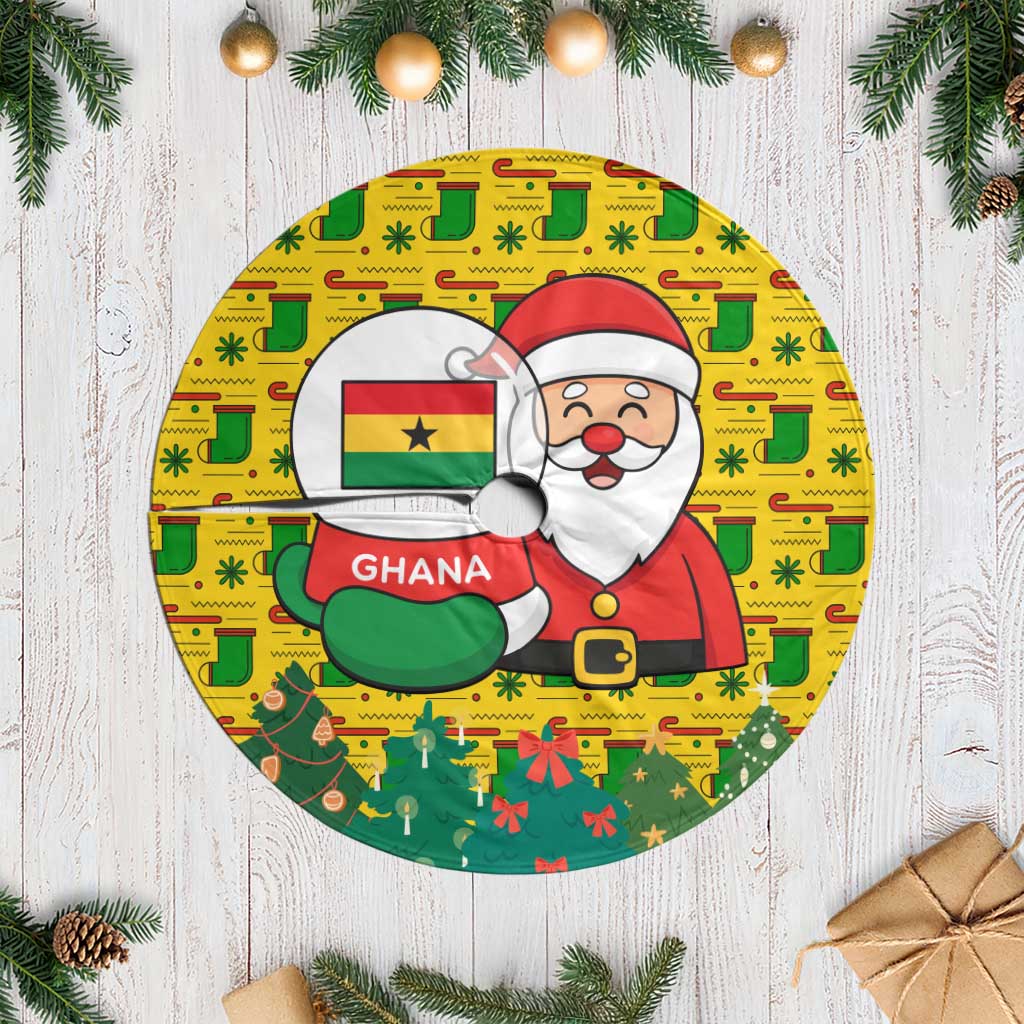 Ghana Christmas Tree Skirt with Santa Ornament National Coat of Arms and Festive - Wonder Print Shop
