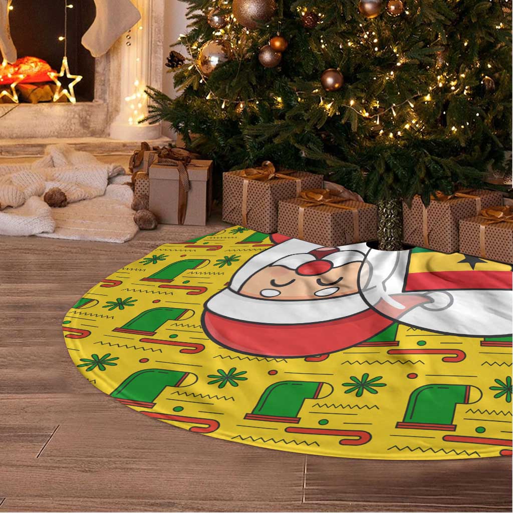 Ghana Christmas Tree Skirt with Santa Ornament National Coat of Arms and Festive - Wonder Print Shop