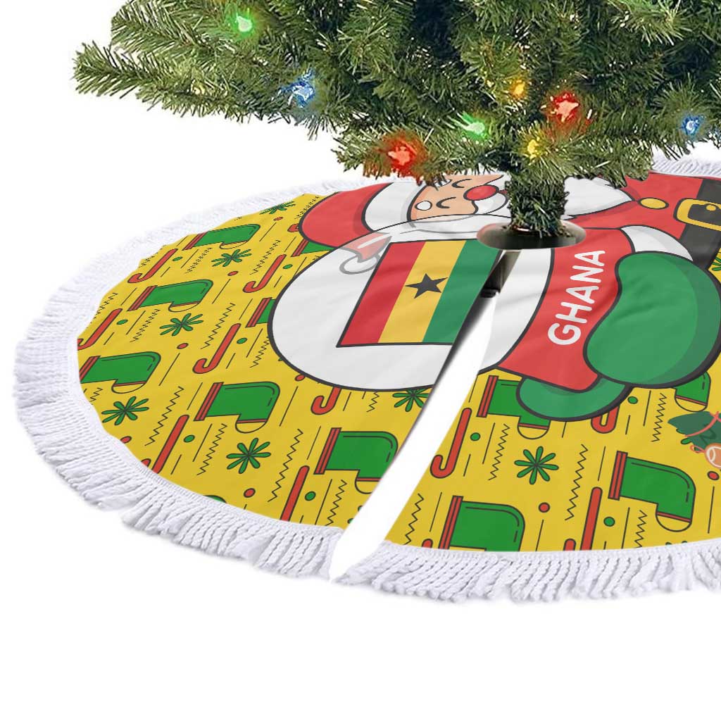 Ghana Christmas Tree Skirt with Santa Ornament National Coat of Arms and Festive - Wonder Print Shop