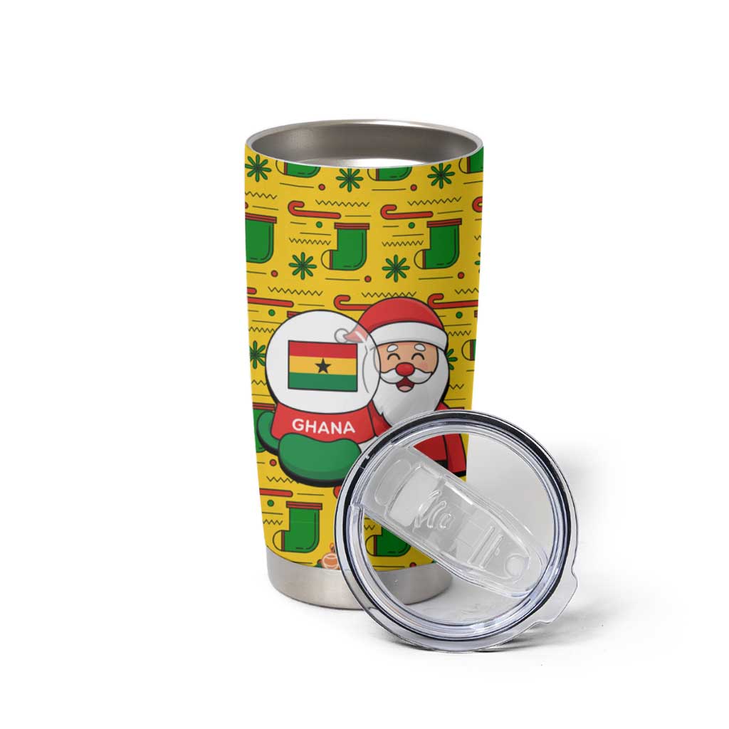 Ghana Christmas Tumbler Cup with Santa Ornament National Coat of Arms and Festive - Wonder Print Shop