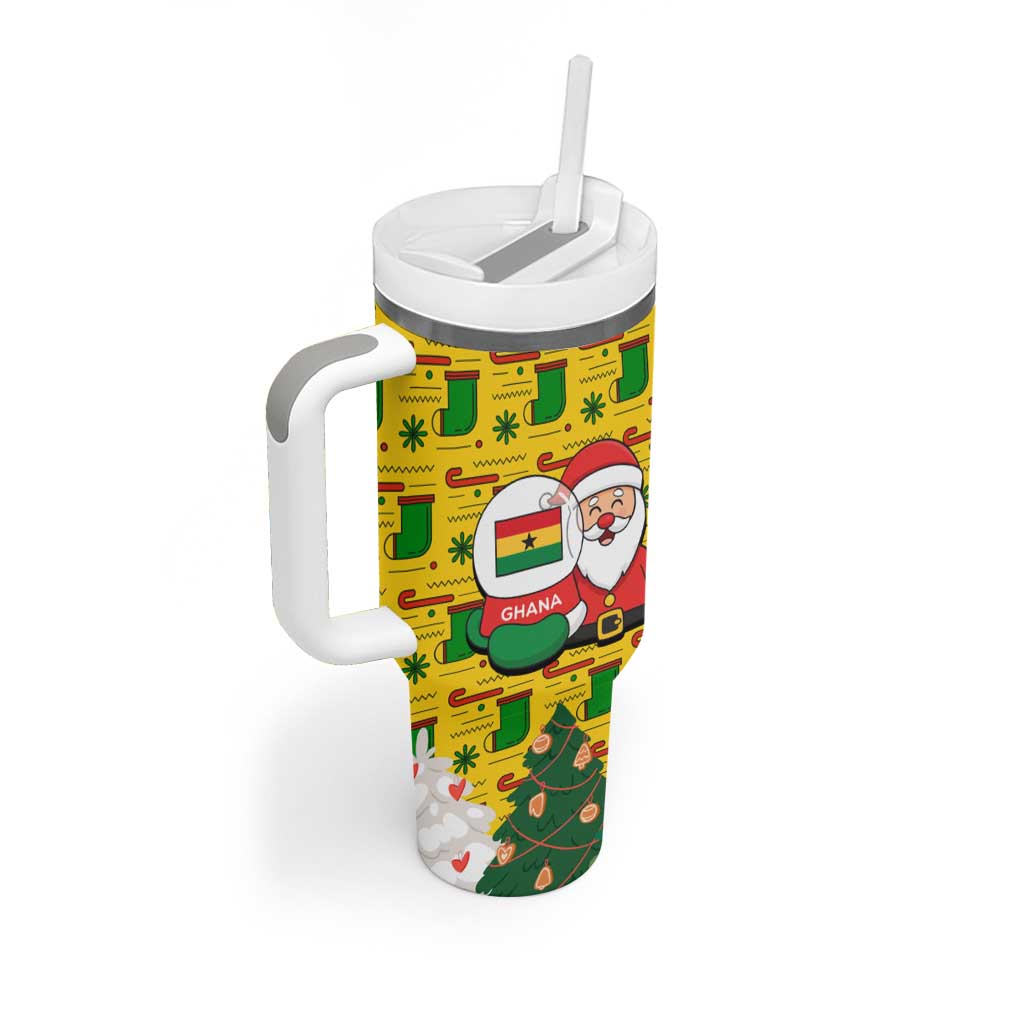 Ghana Christmas Tumbler With Handle with Santa Ornament National Coat of Arms and Festive - Wonder Print Shop