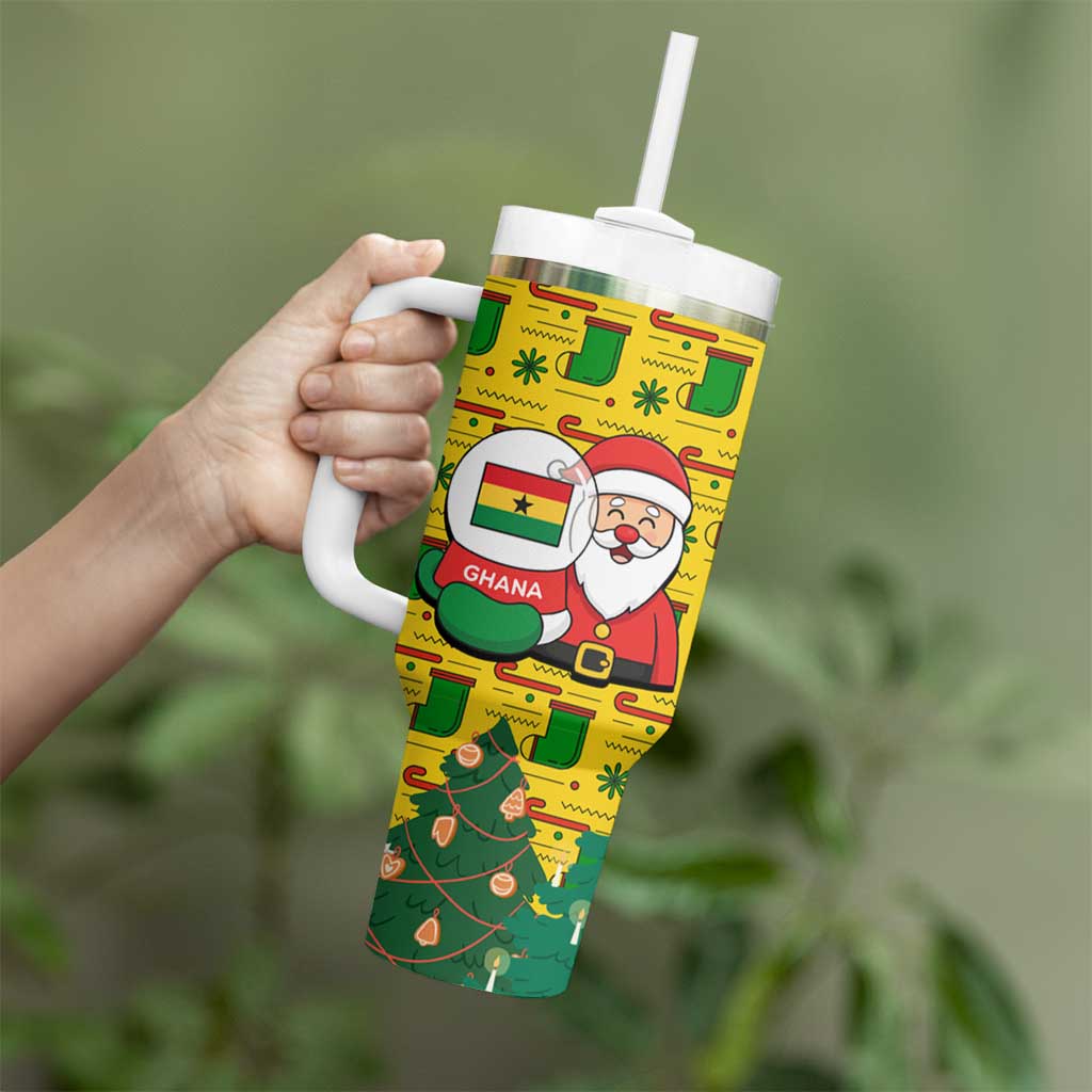 Ghana Christmas Tumbler With Handle with Santa Ornament National Coat of Arms and Festive - Wonder Print Shop