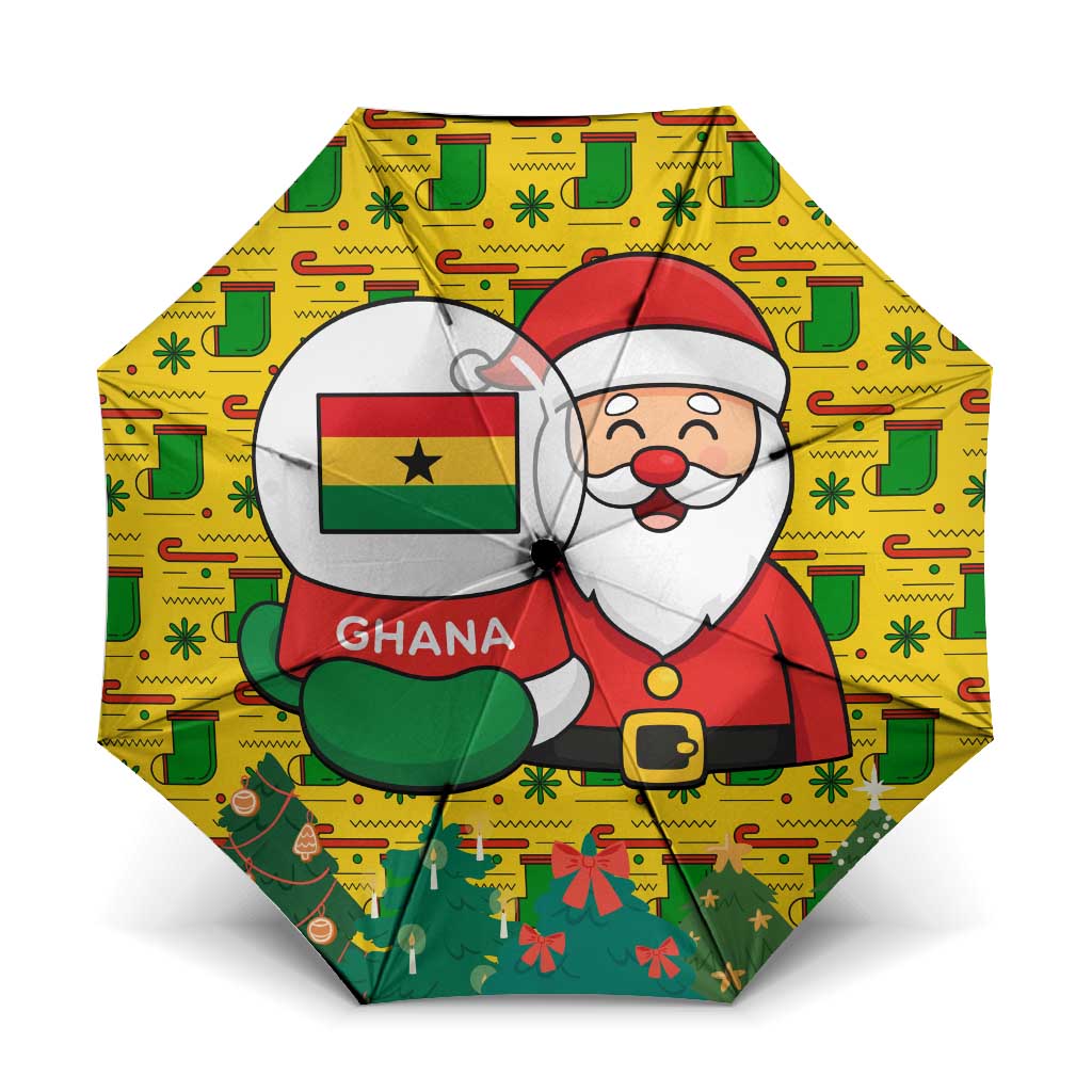 Ghana Christmas Umbrella with Santa Ornament National Coat of Arms and Festive - Wonder Print Shop