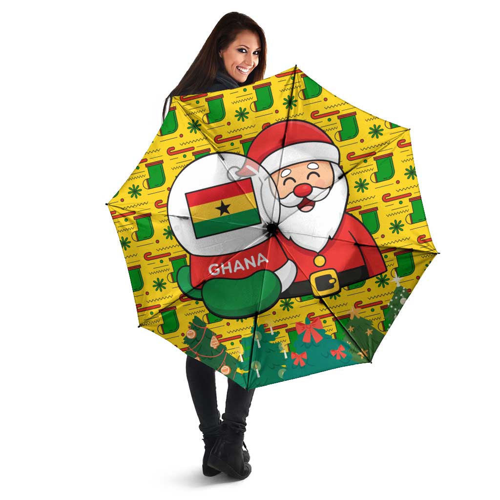 Ghana Christmas Umbrella with Santa Ornament National Coat of Arms and Festive - Wonder Print Shop