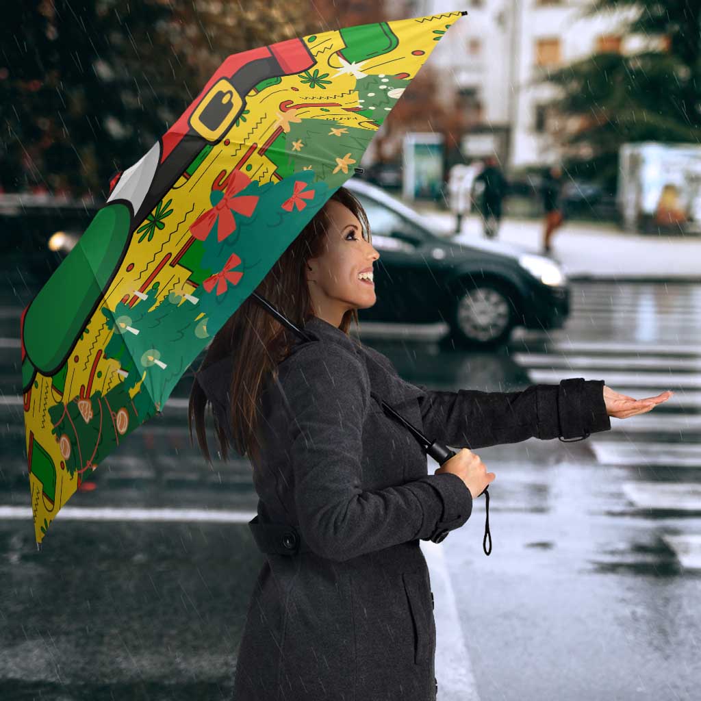 Ghana Christmas Umbrella with Santa Ornament National Coat of Arms and Festive - Wonder Print Shop