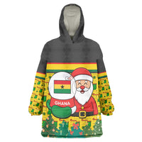 Ghana Christmas Wearable Blanket Hoodie with Santa Ornament National Coat of Arms and Festive - Wonder Print Shop