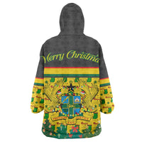Ghana Christmas Wearable Blanket Hoodie with Santa Ornament National Coat of Arms and Festive - Wonder Print Shop