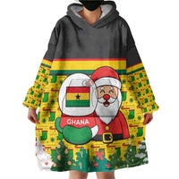 Ghana Christmas Wearable Blanket Hoodie with Santa Ornament National Coat of Arms and Festive - Wonder Print Shop