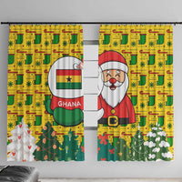 Ghana Christmas Window Curtain with Santa Ornament National Coat of Arms and Festive - Wonder Print Shop
