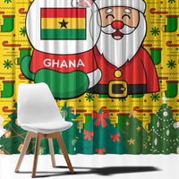 Ghana Christmas Window Curtain with Santa Ornament National Coat of Arms and Festive - Wonder Print Shop