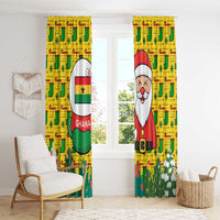 Ghana Christmas Window Curtain with Santa Ornament National Coat of Arms and Festive - Wonder Print Shop