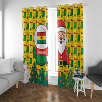 Ghana Christmas Window Curtain with Santa Ornament National Coat of Arms and Festive - Wonder Print Shop
