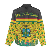 Ghana Christmas Women Casual Shirt with Santa Ornament National Coat of Arms and Festive - Wonder Print Shop