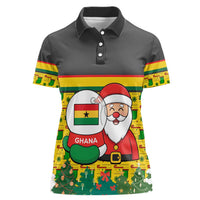 Ghana Christmas Women Polo Shirt with Santa Ornament National Coat of Arms and Festive - Wonder Print Shop