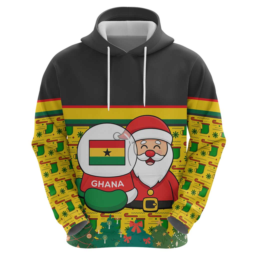 Ghana Christmas Zip Hoodie with Santa Ornament National Coat of Arms and Festive - Wonder Print Shop