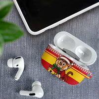Ghana Christmas AirPods Case with Monkey Holding Gift Ghana Map and Festive - Wonder Print Shop