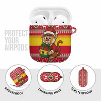 Ghana Christmas AirPods Case with Monkey Holding Gift Ghana Map and Festive - Wonder Print Shop