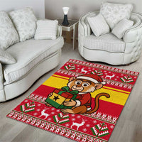 Ghana Christmas Area Rug with Monkey Holding Gift Ghana Map and Festive - Wonder Print Shop