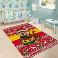Ghana Christmas Area Rug with Monkey Holding Gift Ghana Map and Festive - Wonder Print Shop