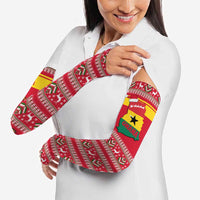 Ghana Christmas Arm Sleeves with Monkey Holding Gift Ghana Map and Festive - Wonder Print Shop