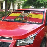 Ghana Christmas Auto Sun Shade with Monkey Holding Gift Ghana Map and Festive - Wonder Print Shop