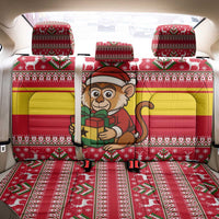 Ghana Christmas Back Car Seat Cover with Monkey Holding Gift Ghana Map and Festive - Wonder Print Shop