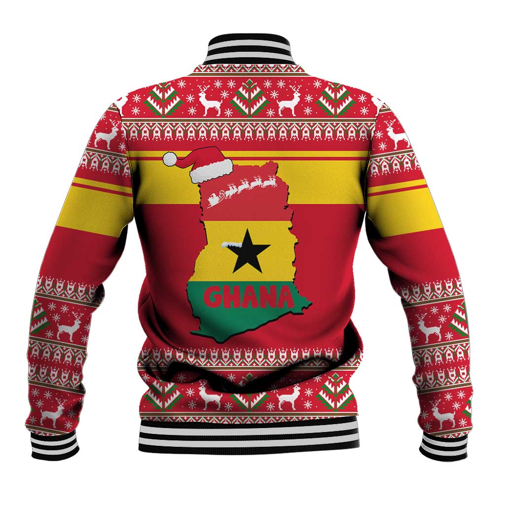 Ghana Christmas Baseball Jacket with Monkey Holding Gift Ghana Map and Festive - Wonder Print Shop