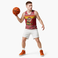 Ghana Christmas Basketball Jersey with Monkey Holding Gift Ghana Map and Festive - Wonder Print Shop