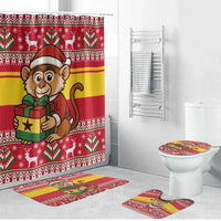 Ghana Christmas Bathroom Set with Monkey Holding Gift Ghana Map and Festive - Wonder Print Shop