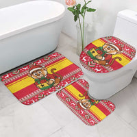 Ghana Christmas Bathroom Set with Monkey Holding Gift Ghana Map and Festive - Wonder Print Shop
