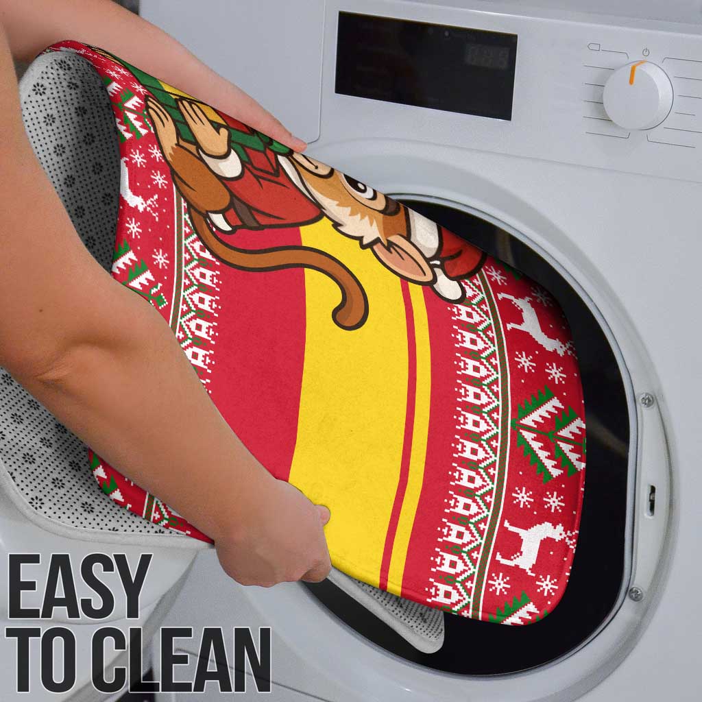 Ghana Christmas Bathroom Set with Monkey Holding Gift Ghana Map and Festive - Wonder Print Shop