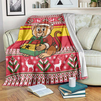 Ghana Christmas Blanket with Monkey Holding Gift Ghana Map and Festive - Wonder Print Shop